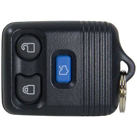 A close-up of a 2018 Ford Explorer Interceptor key fob with the remote start button highlighted.