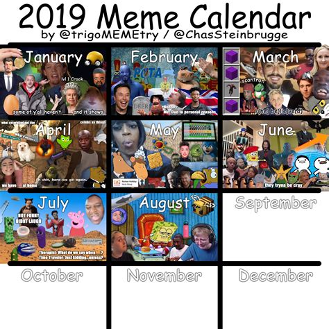 2019 Meme Calendar