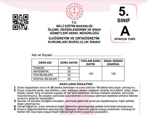 2019 bursluluk sınavı soruları 5 sınıf