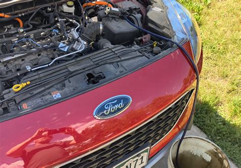Close-up of the 2020 Ford Escape Hybrid powertrain components