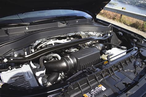 Engine bay of a 2020 Ford Explorer ST with performance upgrades