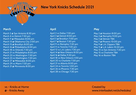 2020-21 new york knicks schedule