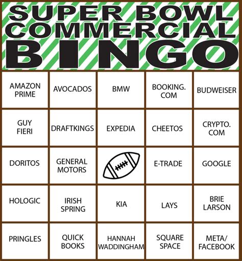 2021 Super Bowl 55 BINGO // 20 Commercial Bingo 5x7 Cards Etsy