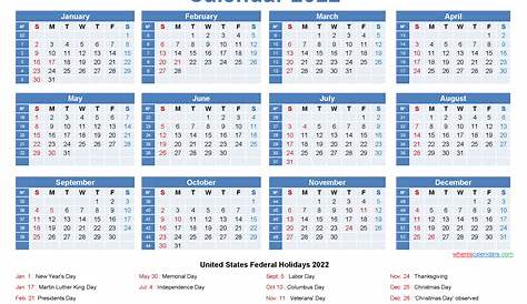 Large Desk Calendar 2022 With Holidays