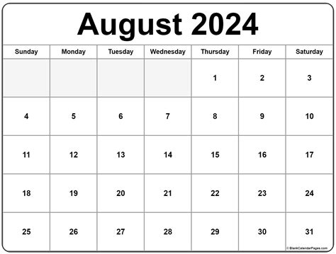 2022 August Calendar Printable