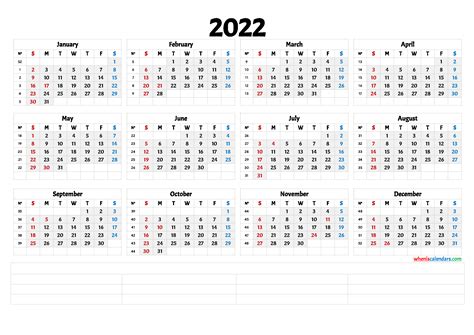 2022 Calendar With Week Numbers Printable Pdf