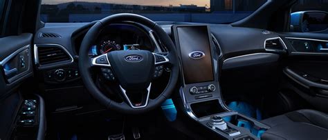 Interior view of the 2022 Ford Edge showcasing its modern dashboard and infotainment system
