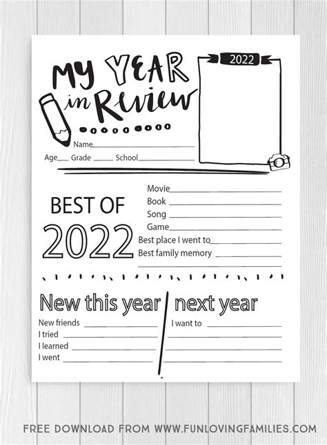 2022 Year In Review Printable