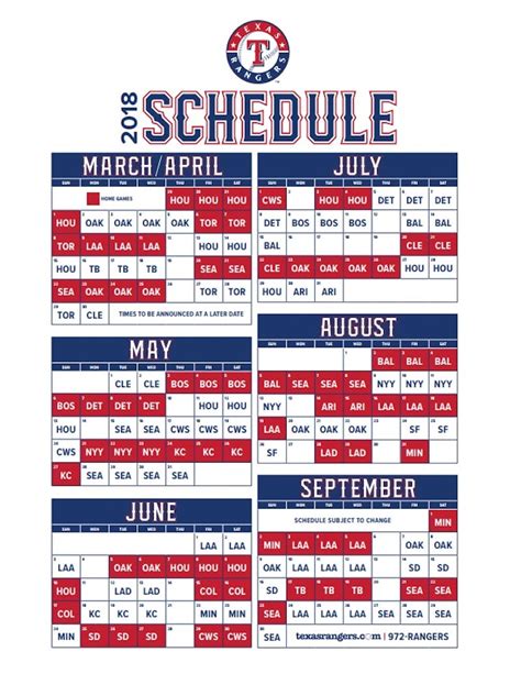 2022 texas rangers baseball team schedule