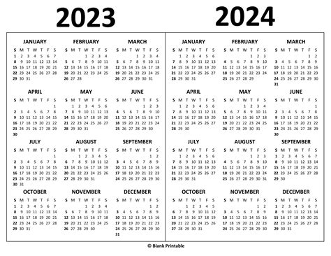 2023 Calendar 2024 Printable Free