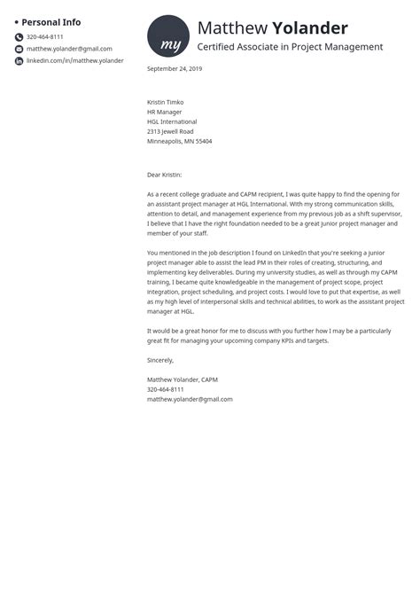 Project Manager Cover Letter Examples for 2022