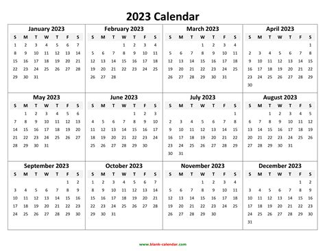 2023 Small Calendar Printable