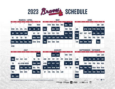 2023 Braves Schedule Printable