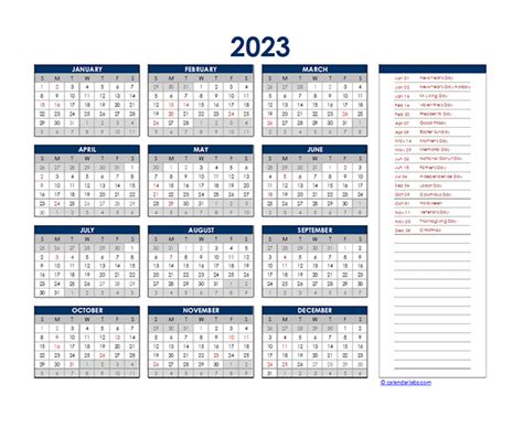 2023 Monthly Excel Calendar ZOHAL
