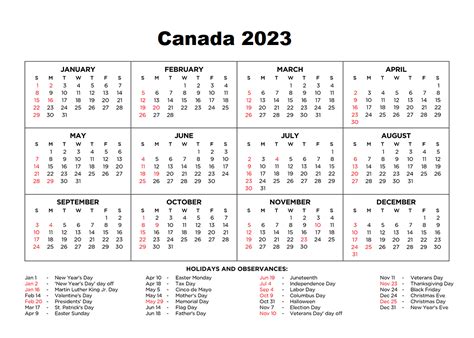 canada calendar 2023 free printable pdf templates canada calendar