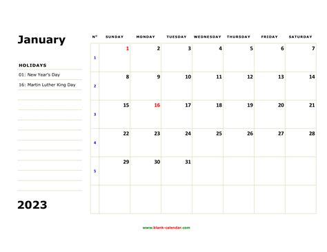 2023 Calendar Printable With Notes