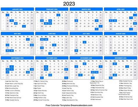editable 2023 yearly calendar landscape free printable using google
