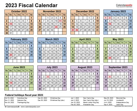 2023 Fiscal Calendar Printable