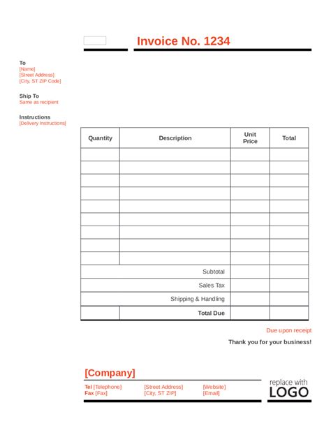 2023 Invoice Template - Fillable, Printable PDF & Forms | Handypdf
