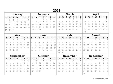 2023 Small Printable Calendar
