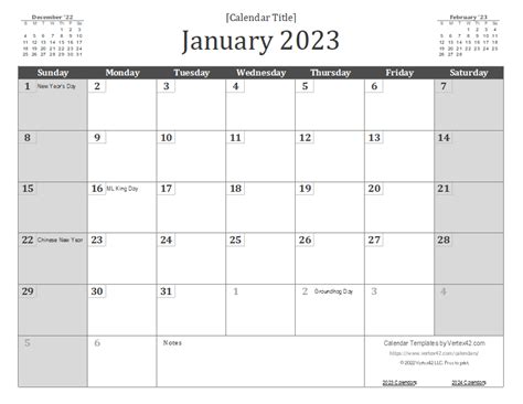 2023 Wall Calendar Printable