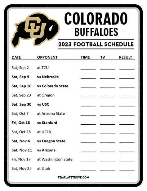 2023 colorado buffalo football schedule