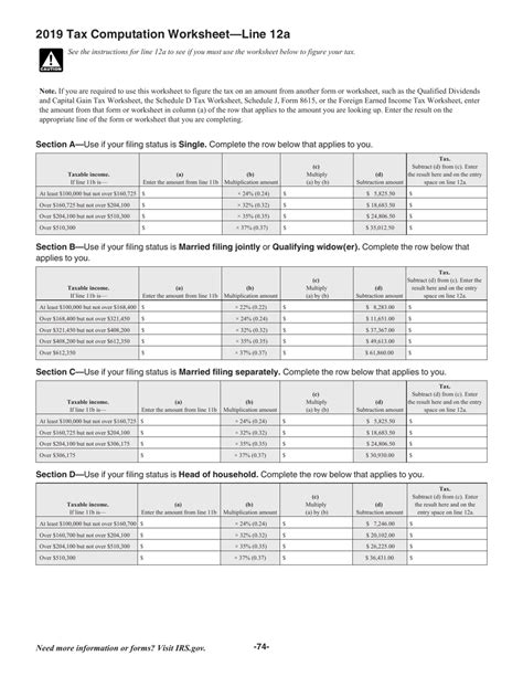 2023 federal tax computation worksheet
