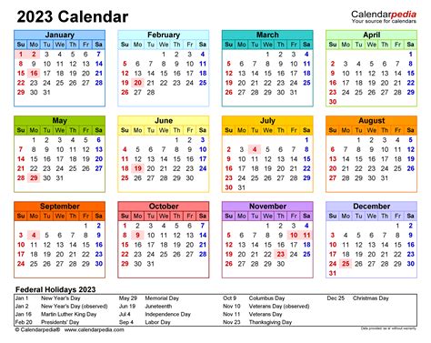 2023 Calendar With Holidays Excel Customize and Print