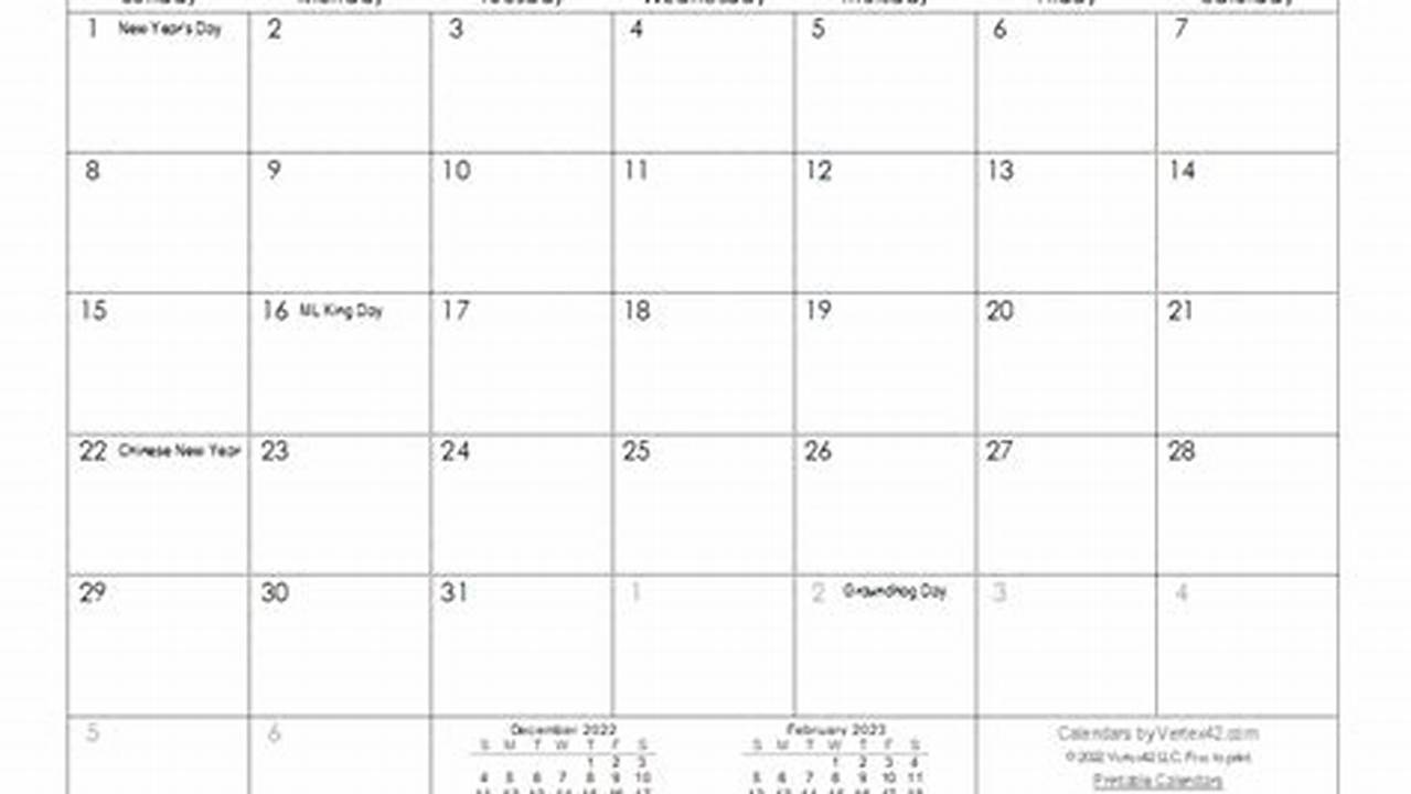 2023-2024 Printable Calendar Template 2023 Monthly 2022
