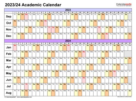 2023-24 Academic Calendar Printable