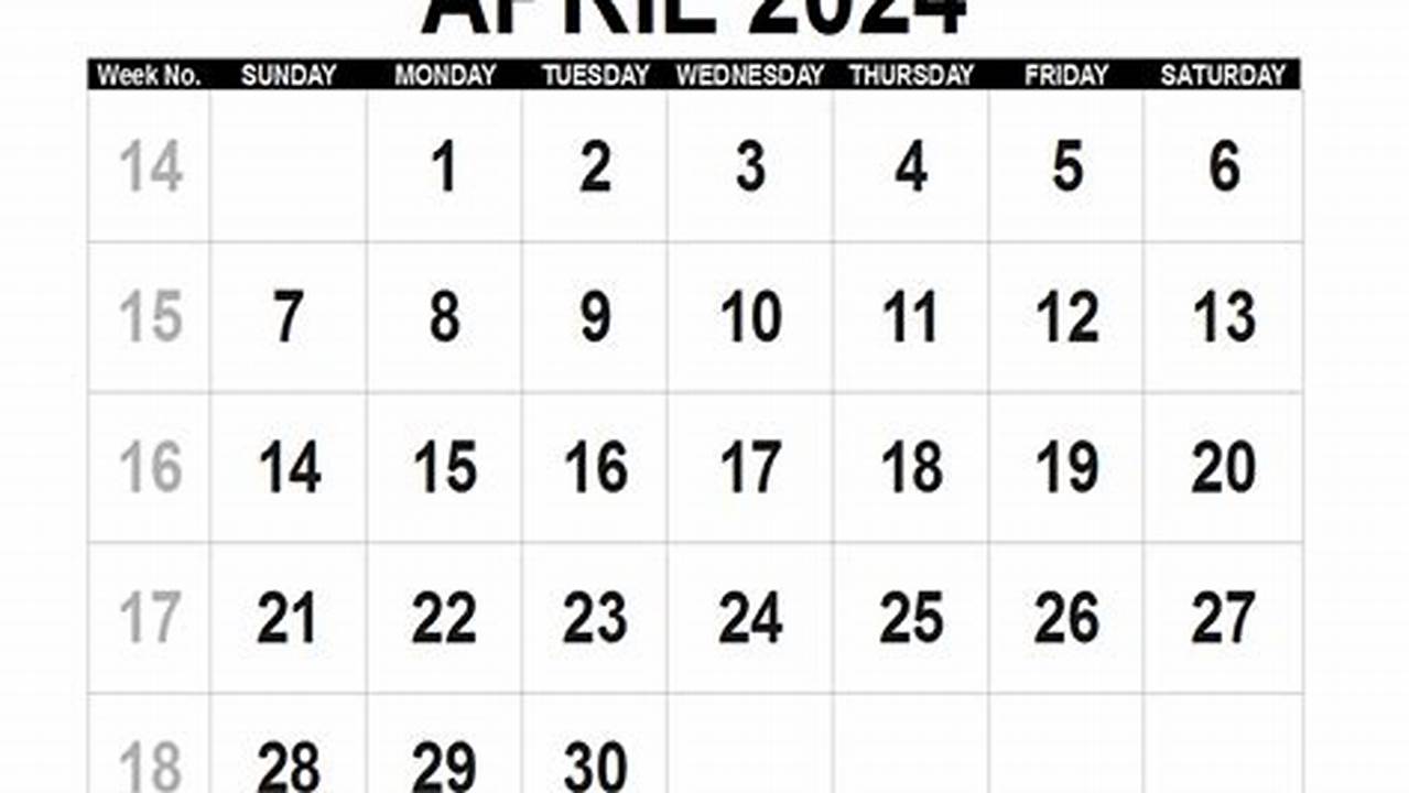 2024 April Calendar Printable Pdf Word Search