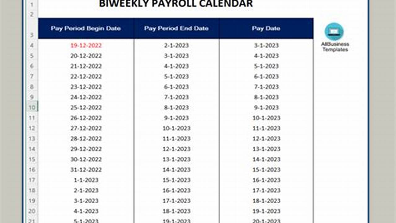 2024 Biweekly Payroll Calendar Template Excel Pdf File