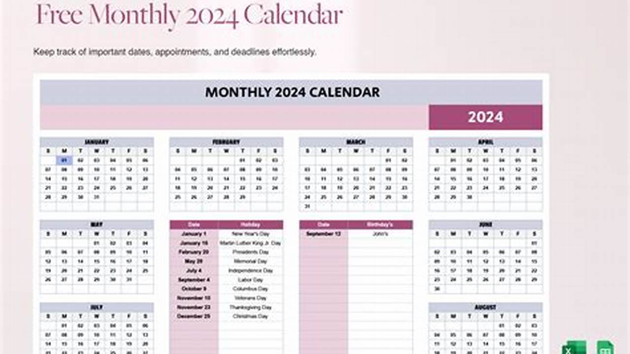 2024 Blank Calendar Template Excel Sheets Google