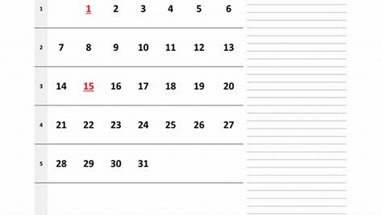 2024 Blank Calendar Template Excel Version Free Download