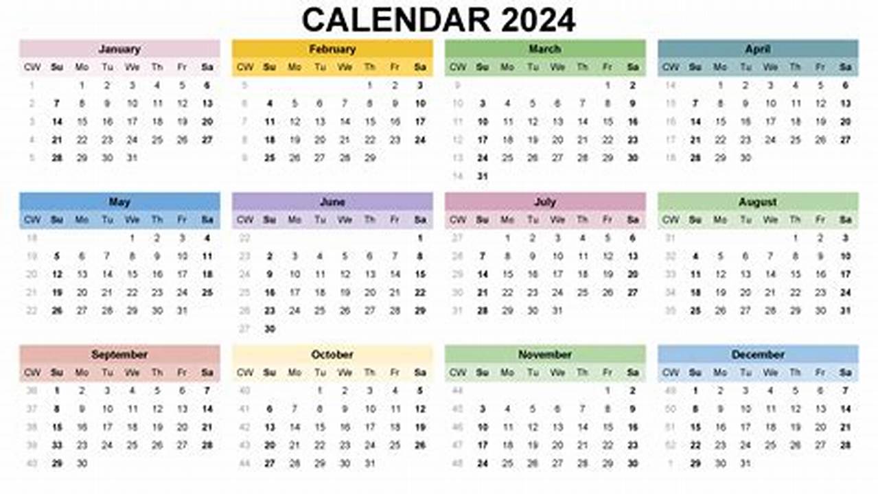 2024 Calendar Excel Format Free Printable Pdf