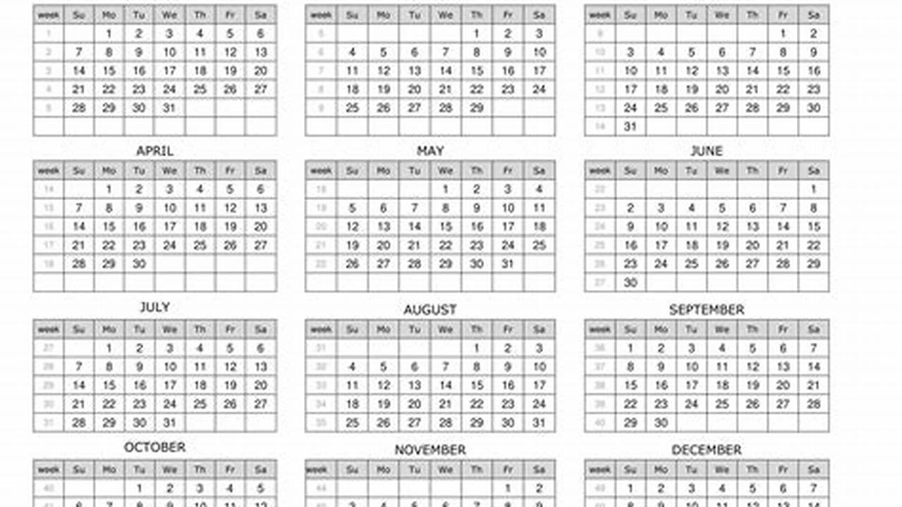 2024 Calendar Printable With Week Numbers