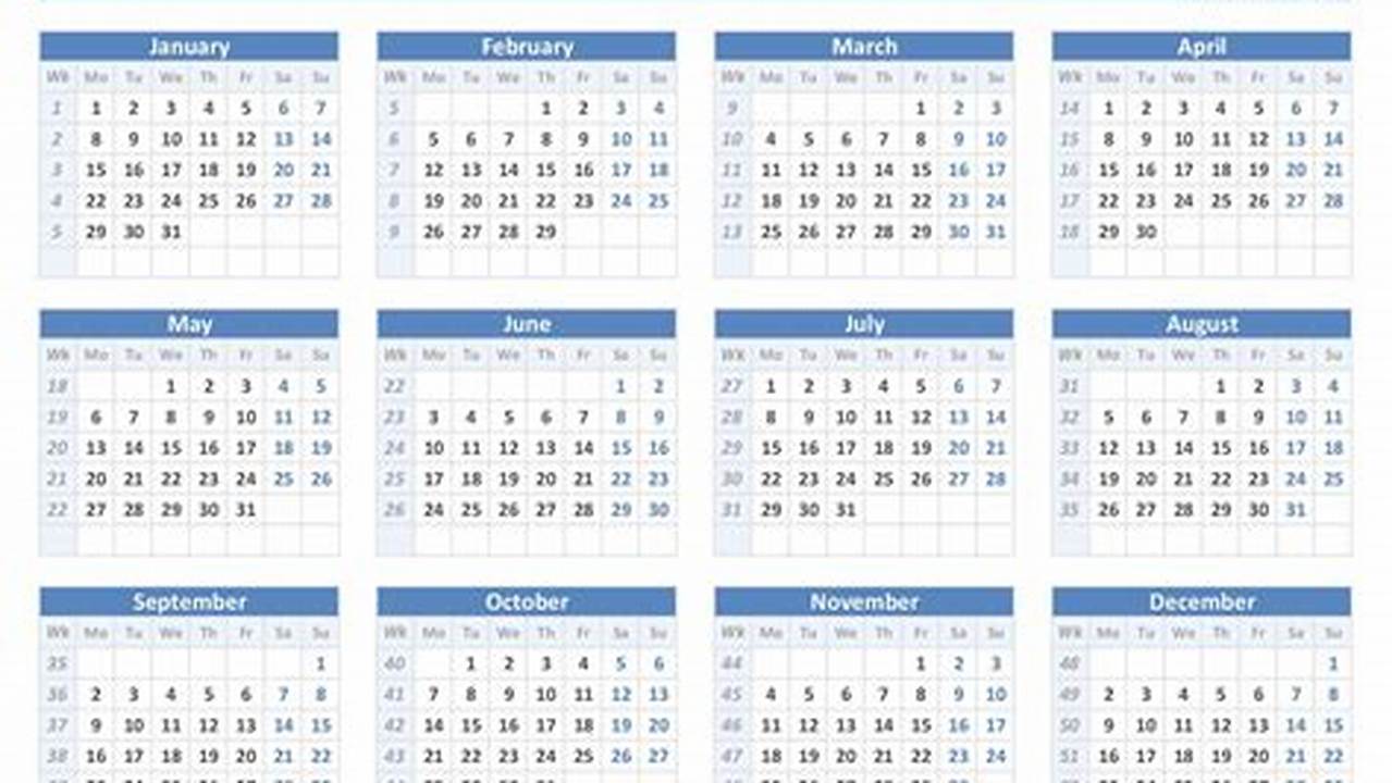 2024 Calendar With Week Numbers Printable Pdf
