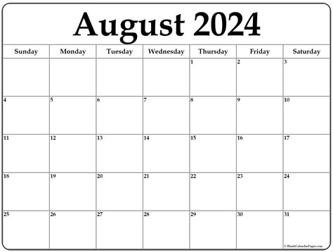 August 2024 Calendar (PDF Word Excel)