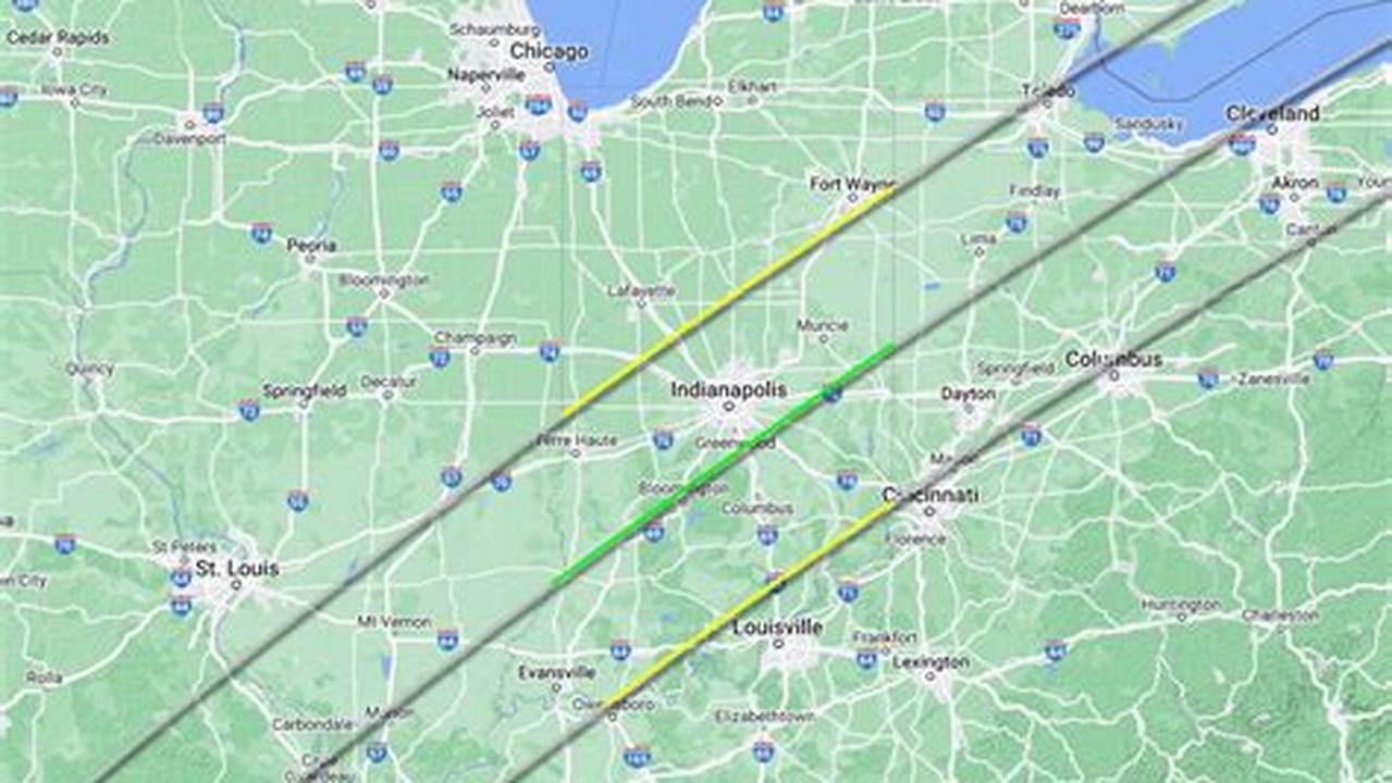 2024 Eclipse Path Map Indiana