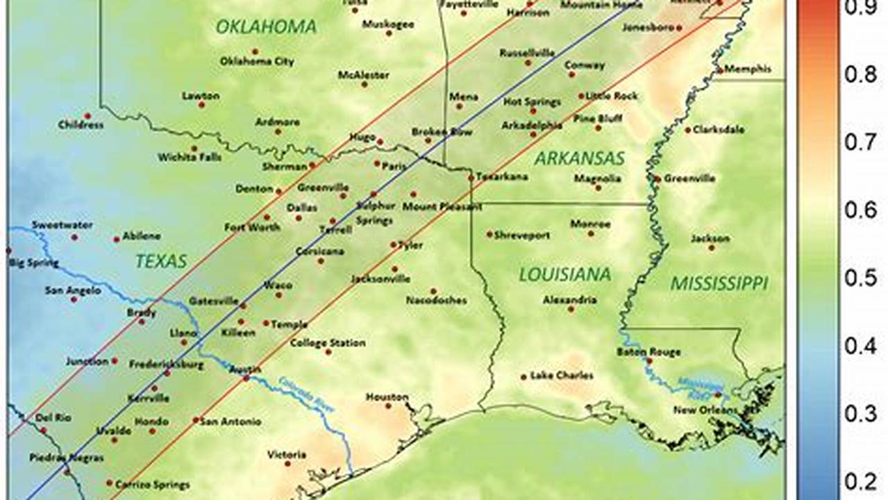 2024 Eclipse Texas Time Map
