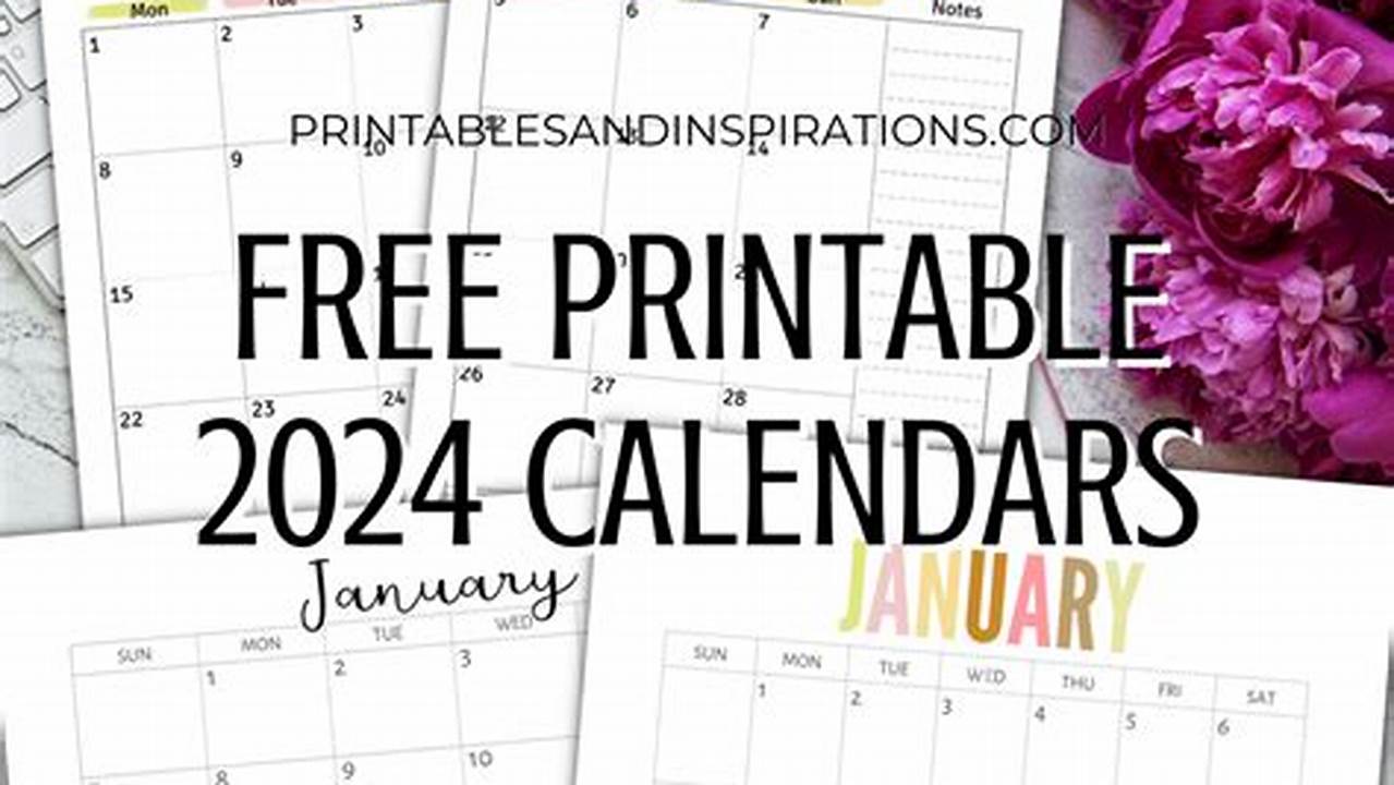 2024 Free Calendar Printable By Month 1 Page