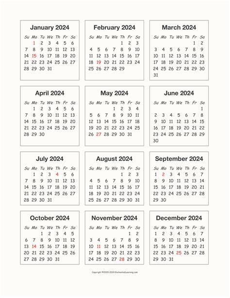 2024 Free Printable Calendar One Page