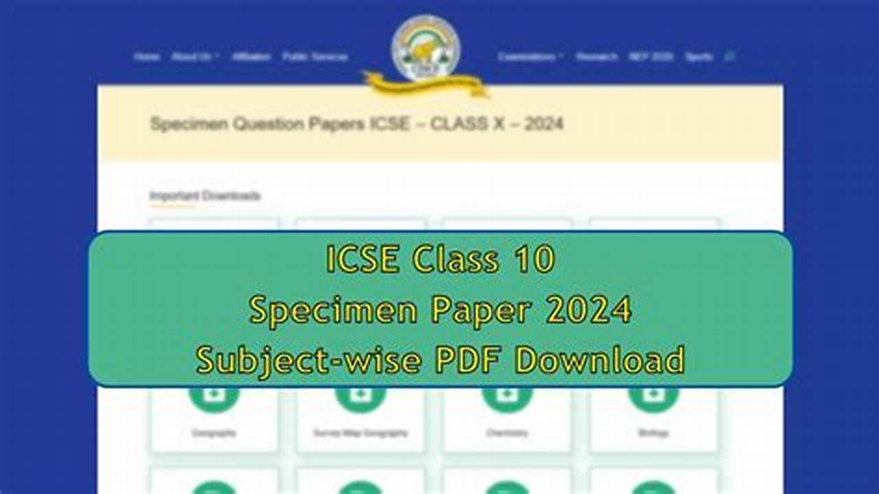 2024 Icse Specimen Paper