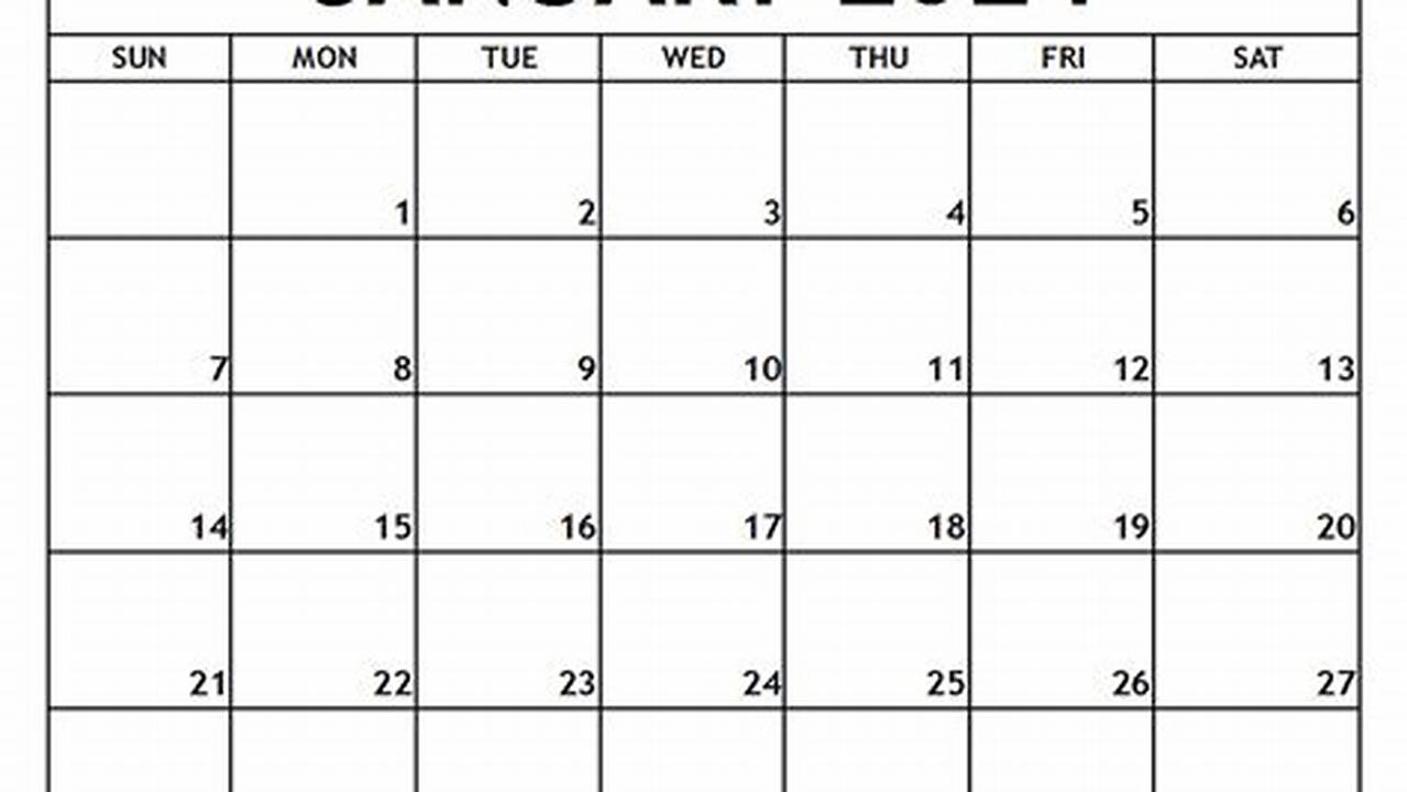 2024 January Calendar Printable Free Pdf File