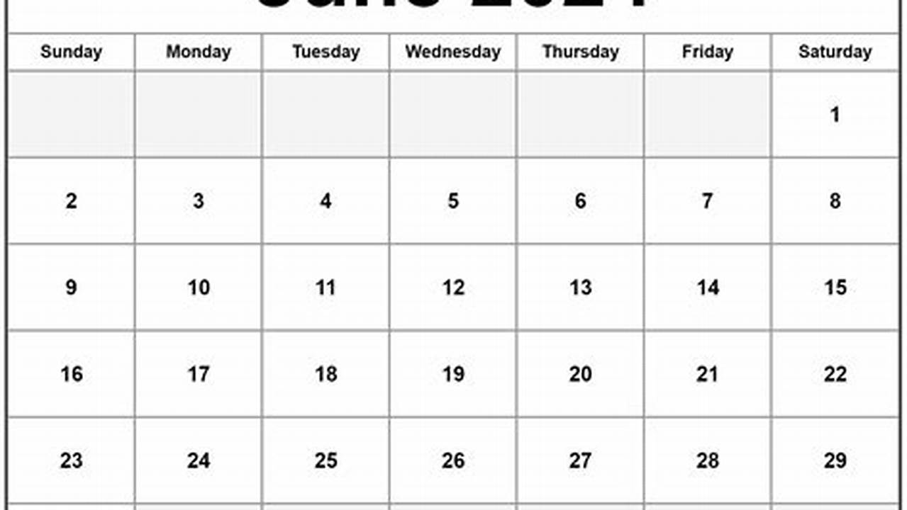 2024 June Calendar Print Out Excel Template