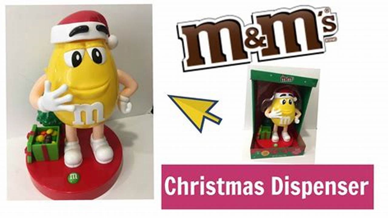 2024 M&M Candy Cane Christmas Dispenser With M&M Character
