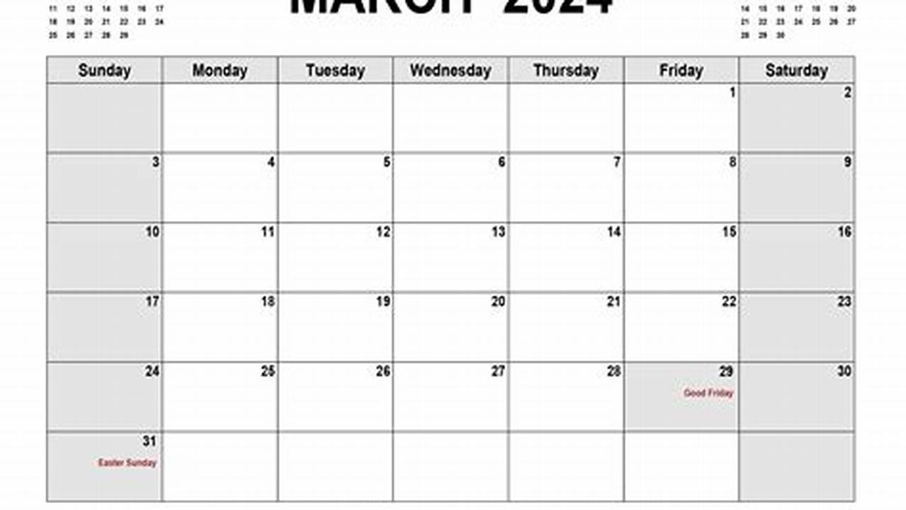 2024 March Calendar Template Google Docs Form