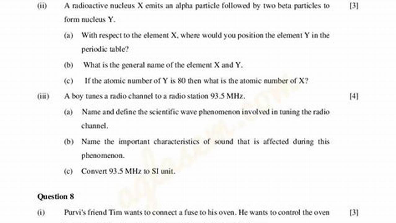 2024 Physics Question Paper Class 10