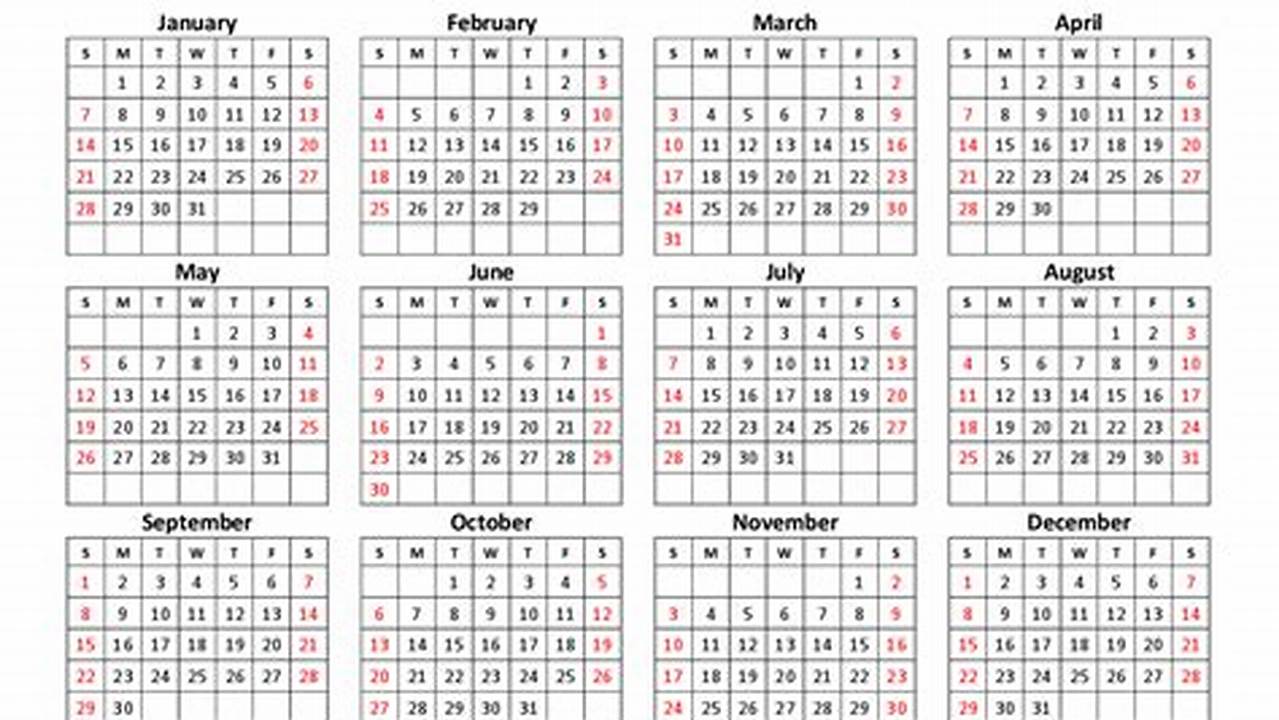 2024 Printable Calendar Template Pdf File