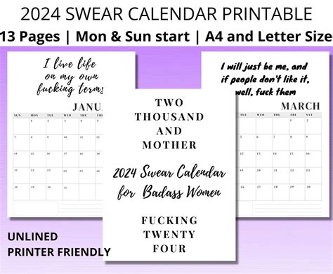 2024 Swear Calendar